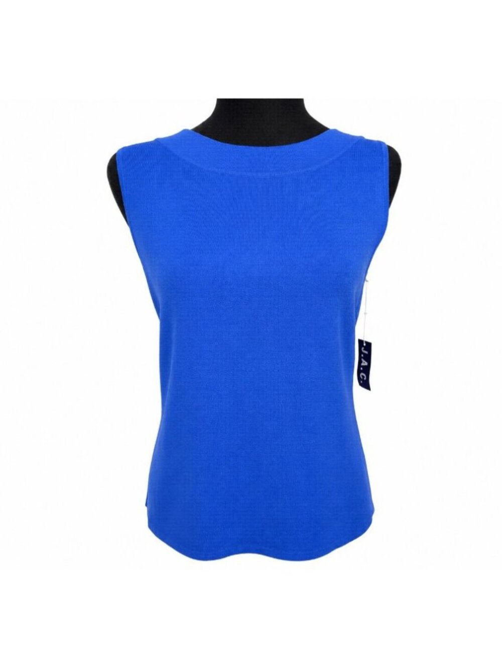 J.A.C. Womens Sleeveless Knit Top XL Cobalt Blue Stretch Shell Boat Neck NWT jac